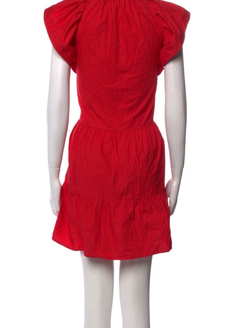 A.L.C. Red Keyhole Ruffle Sleeve Mini Dress - Picture 2 of 7